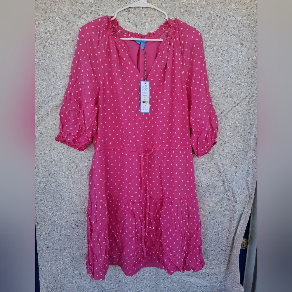 Theplus Door  Pink Dress with White Dots
